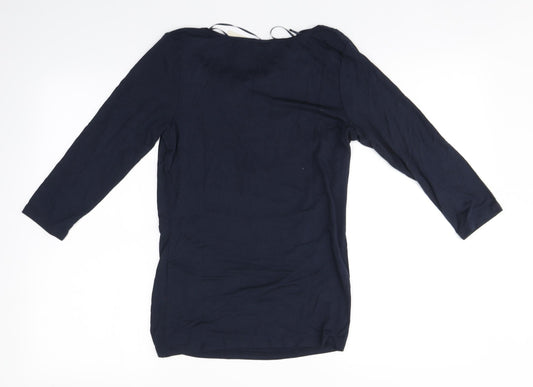 Monsoon Womens Blue Viscose Basic T-Shirt Size 10 Round Neck