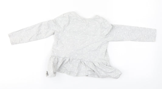 George Girls Grey Cotton A-Line Size 3-4 Years Round Neck
