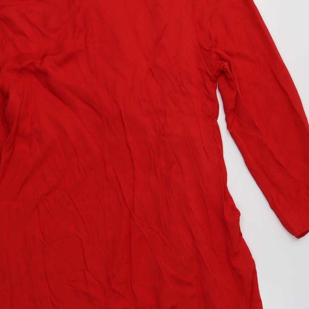 H&M Womens Red Viscose Sheath Size M Round Neck
