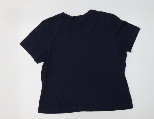 Country Casuals Womens Blue Viscose Basic T-Shirt Size L Crew Neck