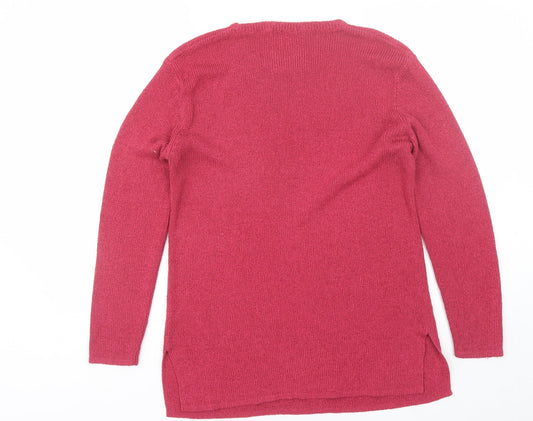 Joie de vivre Womens Pink Round Neck Acrylic Pullover Jumper Size L