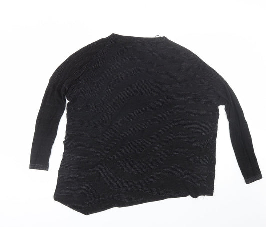 Papaya Womens Black Viscose Basic Blouse Size S Round Neck