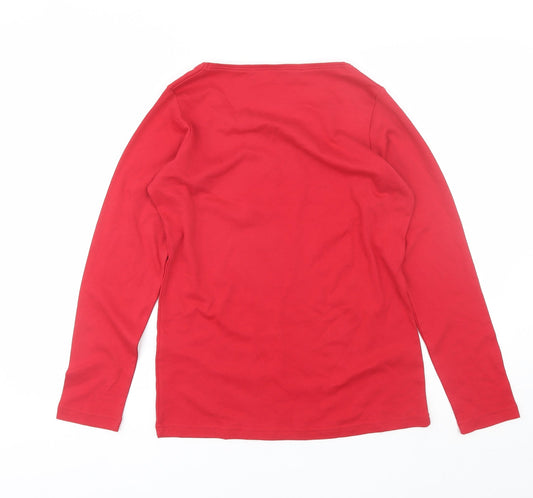 Isle Womens Red Cotton Basic T-Shirt Size S Round Neck