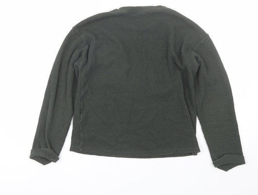 Zara Boys Green Round Neck Polyester Pullover Jumper Size 13-14 Years