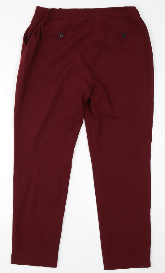 Tailored Womens Red Polyester Dress Pants Trousers Size 14 L25 in Regular