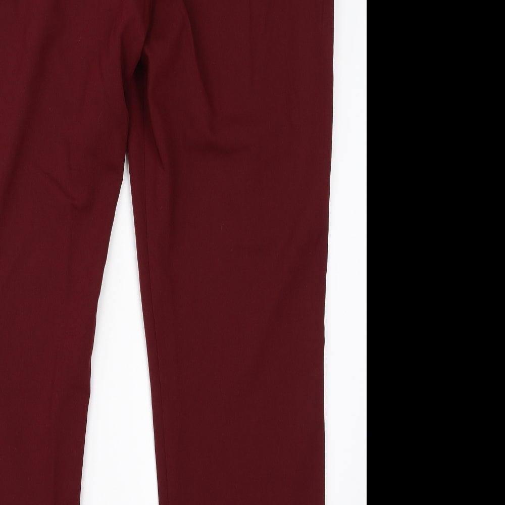 Tailored Womens Red Polyester Dress Pants Trousers Size 14 L25 in Regular