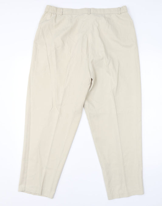 Classic Womens Beige Viscose Dress Pants Trousers Size 18 L24 in Regular