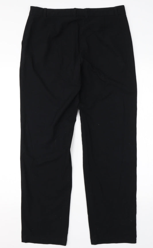 M&S Womens Black Viscose Dress Pants Trousers Size 12 L24 in Regular