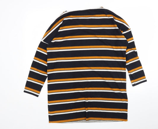 F&F Womens Multicoloured Striped Polyester Jumper Dress Size 12 Round Neck