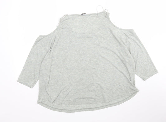 Internacionale Womens Grey Polyester Basic T-Shirt Size 12 Round Neck
