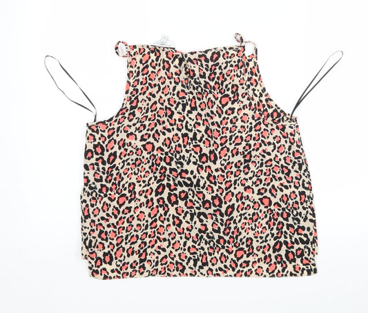 New Look Womens Multicoloured Animal Print Polyester Basic Tank Size 10 Round Neck