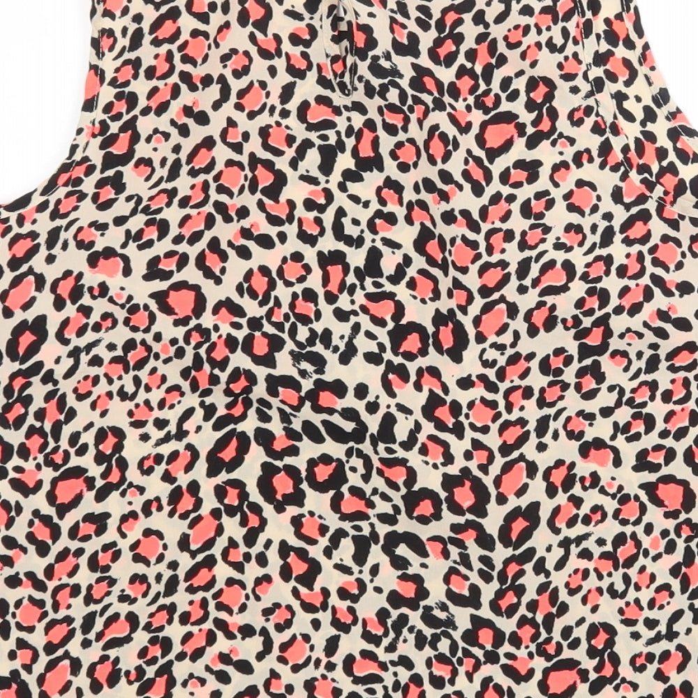 New Look Womens Multicoloured Animal Print Polyester Basic Tank Size 10 Round Neck