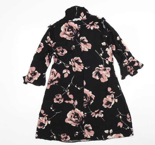 Peacocks Womens Multicoloured Floral Viscose A-Line Size 10 Round Neck