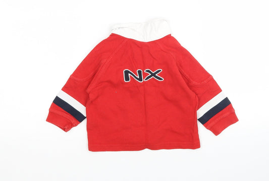 NX Boys Red Cotton Basic Polo Size 9-12 Months Collared
