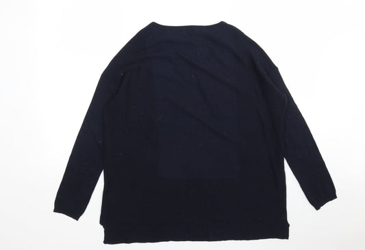 Topshop Womens Blue V-Neck Polyester Pullover Jumper Size 6