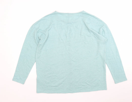 Papaya Womens Green Round Neck Polyester Pullover Jumper Size M