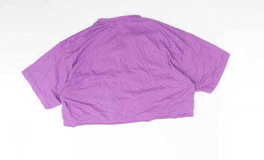 Missguided Womens Purple Polyester Cropped T-Shirt Size 8 Crew Neck - SISTER