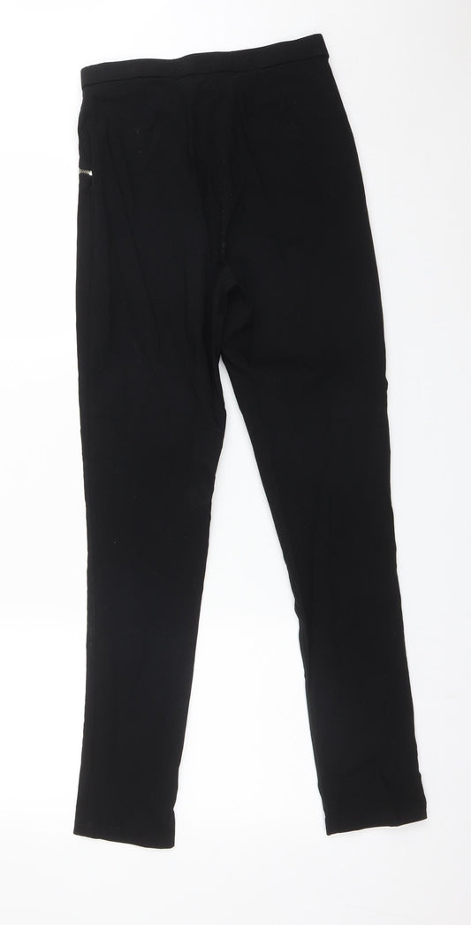 Peacocks Womens Black Viscose Trousers Size 8 L28 in Regular