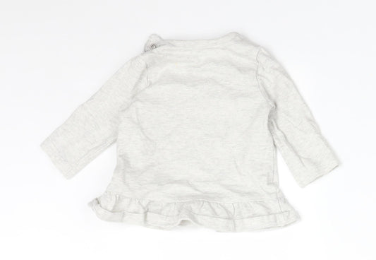 George Girls Grey Cotton Basic T-Shirt Size 0-3 Months Round Neck - THE CUTEST BEAR AROUND PADDINGTON