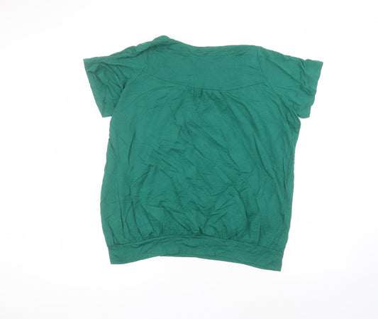 Mia Moda Womens Green Viscose Basic T-Shirt Size 18 Round Neck