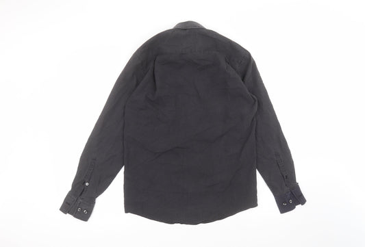 Taylor & Wright Womens Black Polyester Basic Button-Up Size 14 Collared