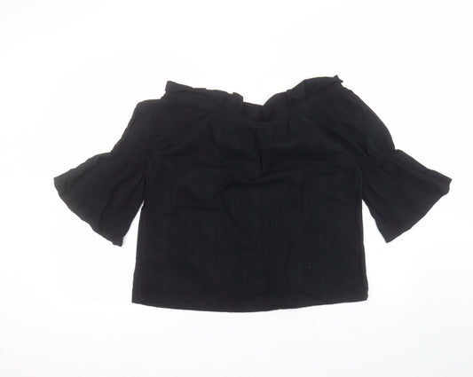 NEXT Womens Black Cotton Basic T-Shirt Size 12 Round Neck