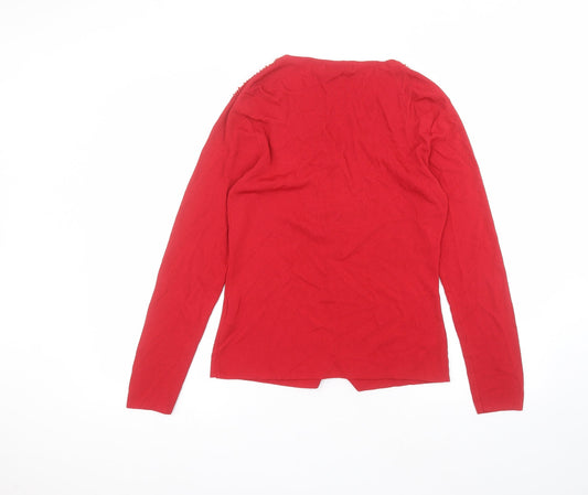 Talisa Womens Red Round Neck Viscose Cardigan Jumper Size M