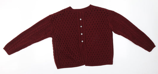 Marks and Spencer Womens Red Round Neck Acrylic Pullover Jumper Size 14