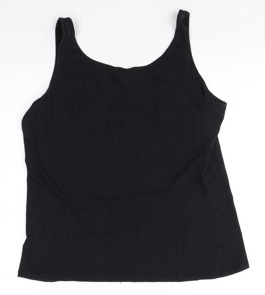 New Look Womens Black Cotton Basic Tank Size 18 Round Neck