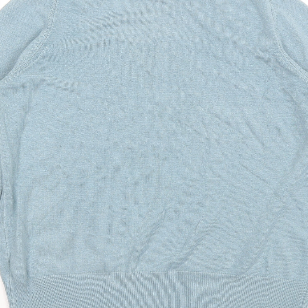 Marks and Spencer Womens Blue High Neck Acrylic Pullover Jumper Size 12