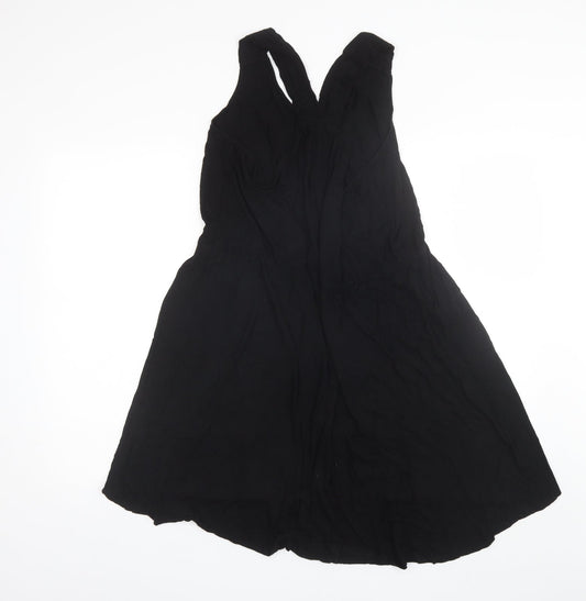 H&M Womens Black Viscose Shift Size L V-Neck