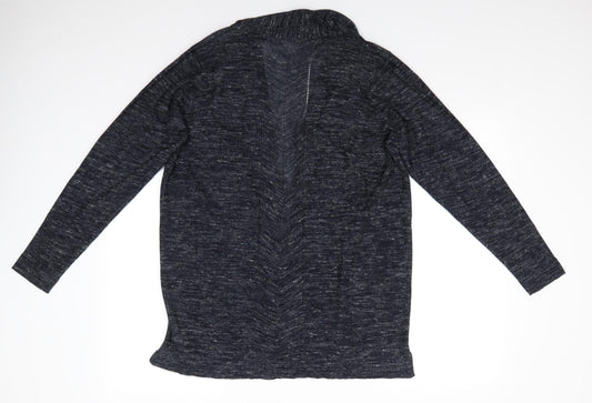 Isle Womens Blue V-Neck Acrylic Cardigan Jumper Size M - Blue white mix Longline