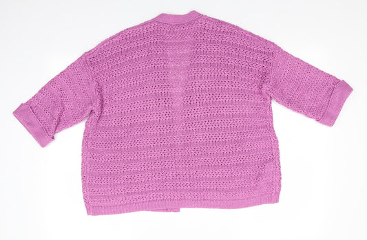 NEXT Womens Pink V-Neck Acrylic Cardigan Jumper Size M - Open knit