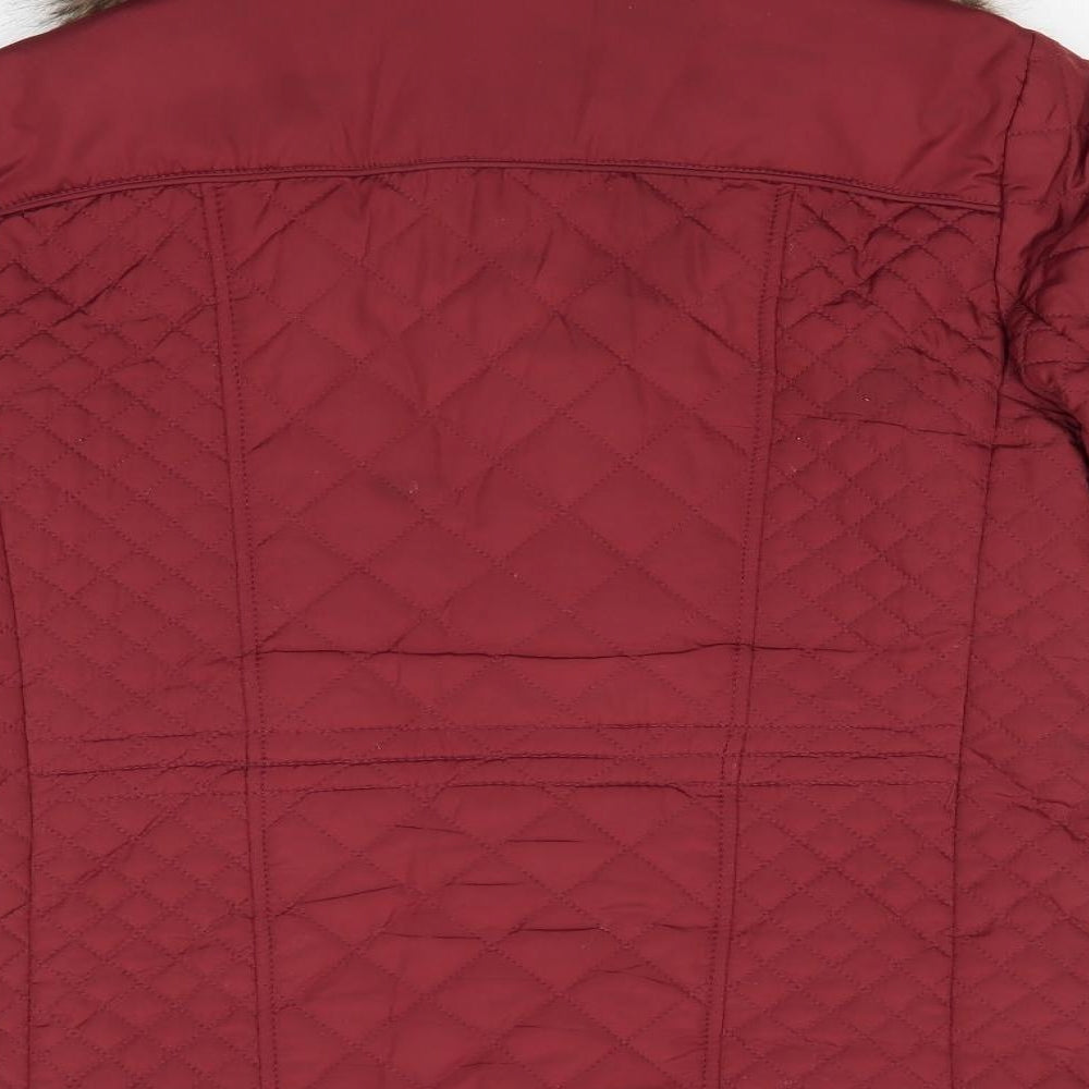 Marks and Spencer Womens Brown Quilted Coat Size 10 - Chestnut Brown Removeable Faux Fur Collar