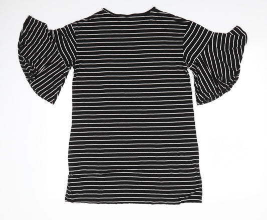Missguided Womens Black Striped Viscose T-Shirt Dress Size 8 Round Neck - Wide sleeves