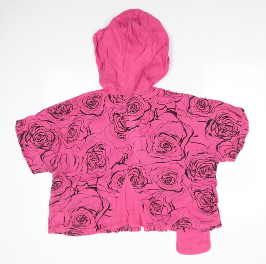 Kekoo Womens Pink Floral Jacket - Black Flowers