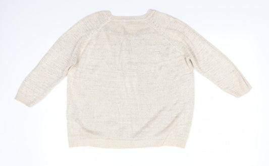River Island Womens Beige Square Neck Viscose Pullover Jumper Size S - Subtle shimmer effect