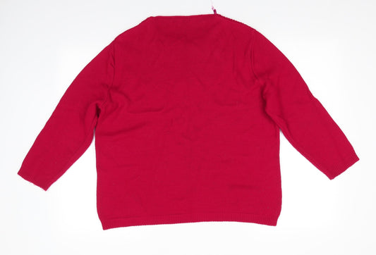 Envy I Womens Red Round Neck Pullover Jumper Size L