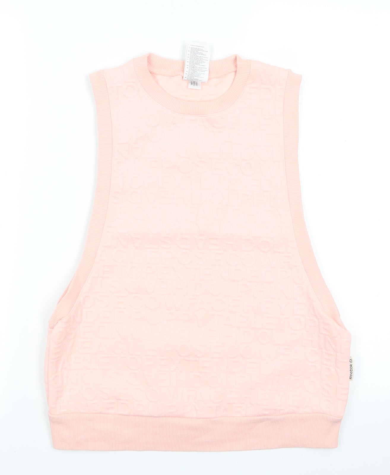 Reebok Womens Pink Polyester Pullover Sweatshirt Size S - Peach in colour Pattern of letters