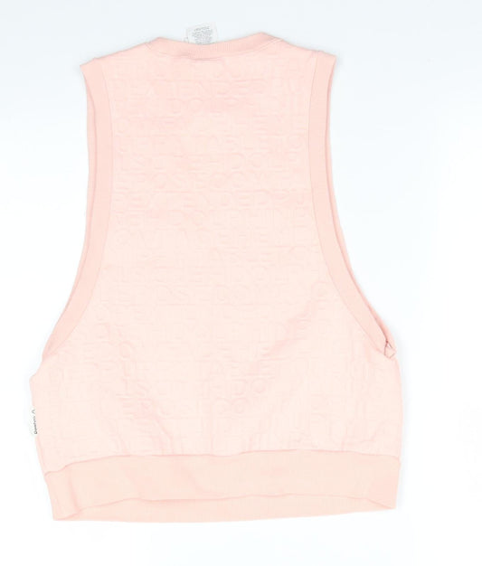 Reebok Womens Pink  Polyester Pullover Sweatshirt Size S   - Peach in colour Pattern of letters