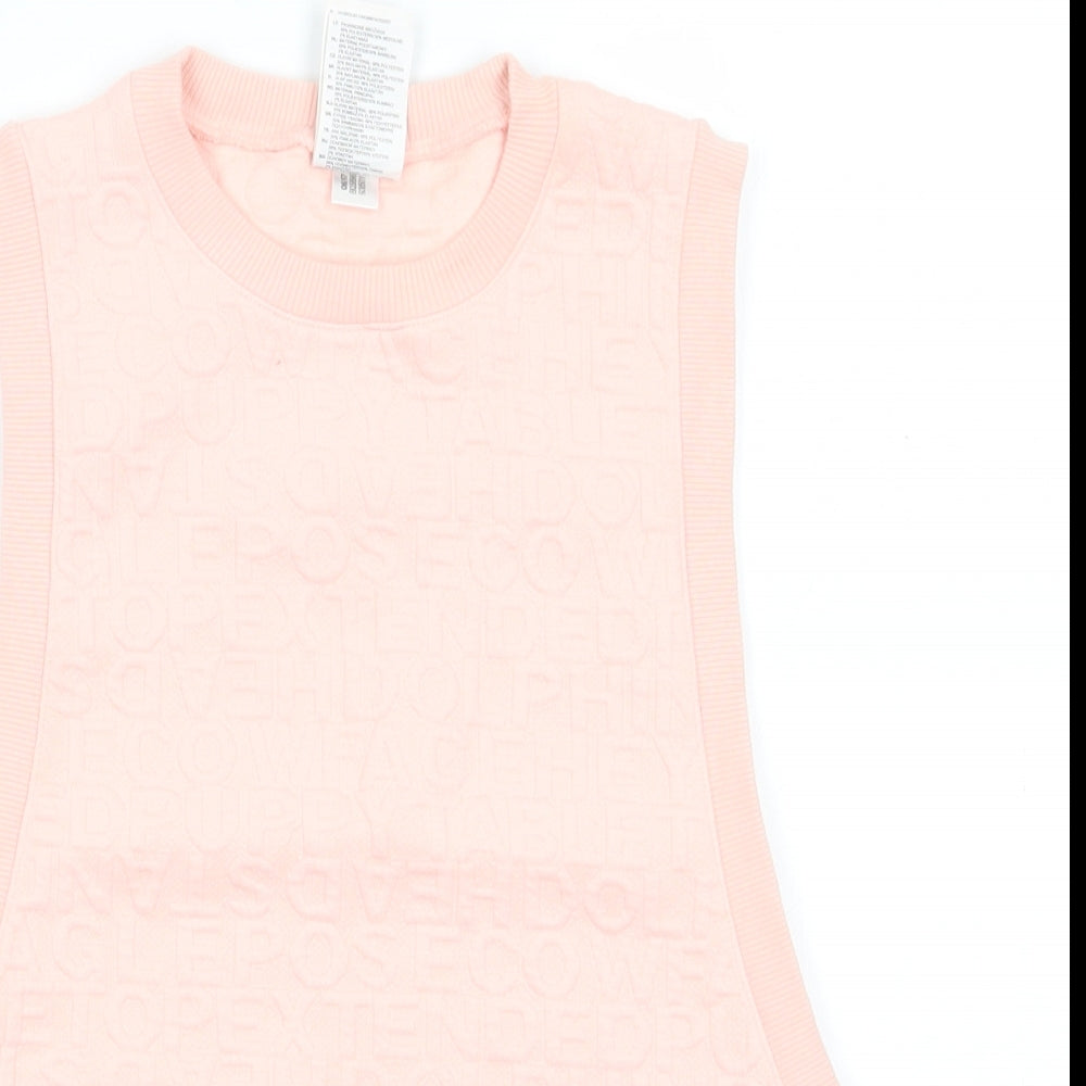Reebok Womens Pink Polyester Pullover Sweatshirt Size S - Peach in colour Pattern of letters