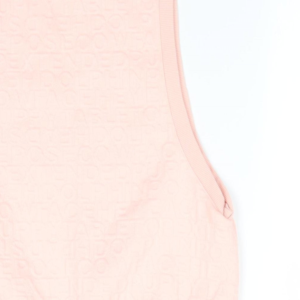 Reebok Womens Pink Polyester Pullover Sweatshirt Size S - Peach in colour Pattern of letters