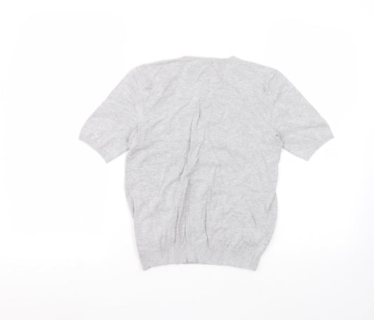 H&M Girls Grey Viscose Basic T-Shirt Size XS Round Neck