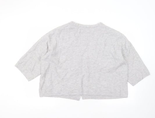 H&M Womens Grey V-Neck Acrylic Cardigan Jumper Size XS