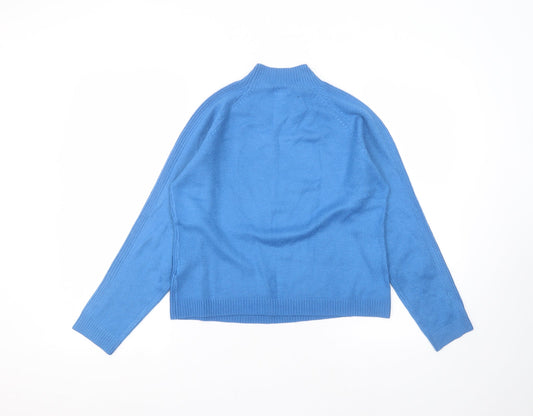 Filati Womens Blue Acrylic Basic T-Shirt Size XL Roll Neck