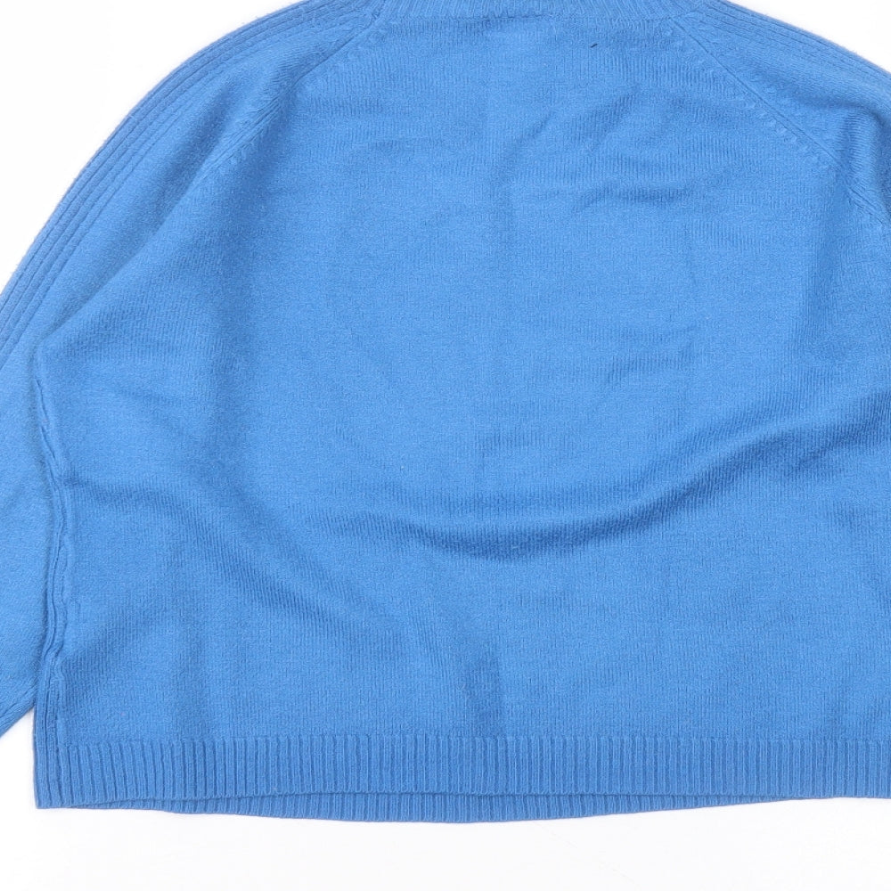 Filati Womens Blue Acrylic Basic T-Shirt Size XL Roll Neck