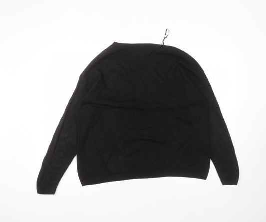 Very Womens Black Acrylic Basic T-Shirt Size 16 Round Neck