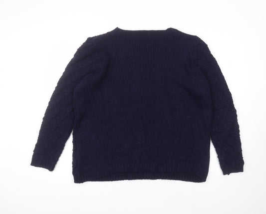 Debinhams Womens Blue Round Neck Acrylic Pullover Jumper Size 20