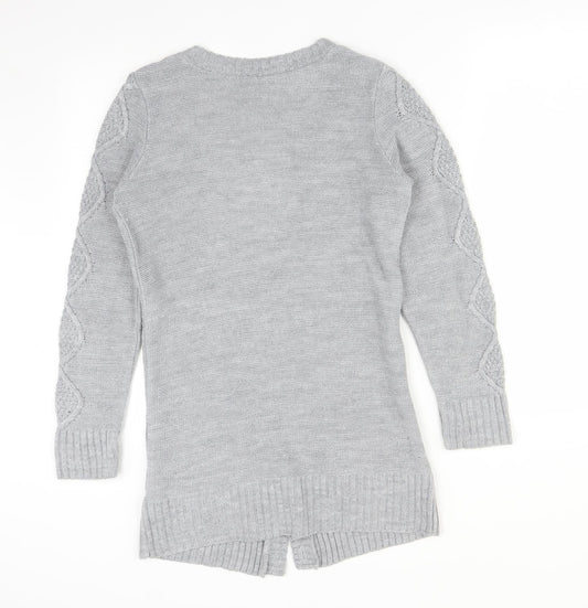 Dorothy Perkins Womens Grey V-Neck Argyle/Diamond Acrylic Cardigan Jumper Size 8