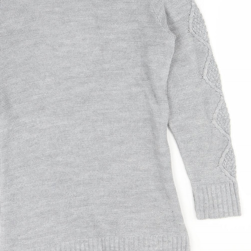 Dorothy Perkins Womens Grey V-Neck Argyle/Diamond Acrylic Cardigan Jumper Size 8